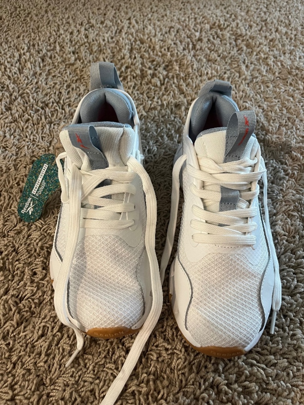 Reebok Shoes Womens Size 7.5 White Gum Zig Sole Mesh Ortholite Running Casual